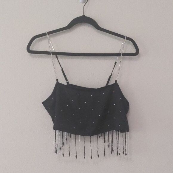 Urban Outfitters Black Embellished Crop Camisole - Picture 1 of 6